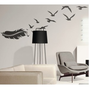 Wall Decoration | Birds, Butterflies  | Feather With Birds Variant