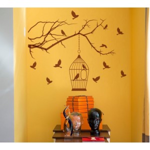 Wall Decoration | Birds, Butterflies  | Bird Cage On A Branch
