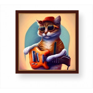 Wall Decoration | Framed | Cat With A Guitar FP_4402100