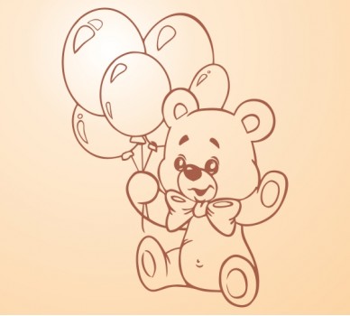 Teddy Bear 07, With Balloons