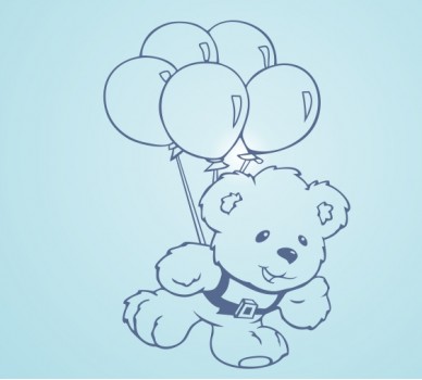 Teddy Bear 10, With Balloons
