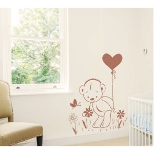 Wall Decoration | Wall Stickers | Teddy Bear 14, Picking Flowers
