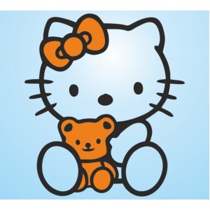 Wall Decoration | More Cartoons  | Hello Kitty 05, With A Teddy Bear
