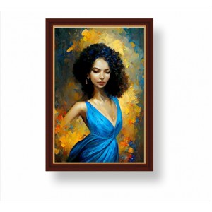Wall Decoration | Framed | Woman in Blue Dress FP_7100301