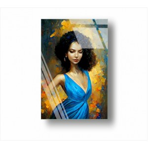 Wall Decoration | Glass | Woman in Blue Dress GP_7100301