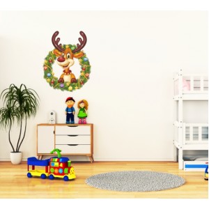 Wall Decoration | Kids Room  | Raindeer Wreath