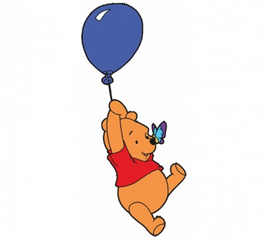 Winnie the Pooh, a Balloon and Butterfly