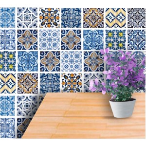 Wall Decoration | For Tiles and Floor | Traditional Blue, 16 pcs.