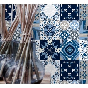 Wall Decoration | For Tiles and Floor | Blue Magic, 9 pcs.