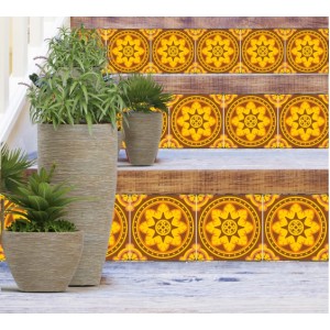 Wall Decoration | For Tiles and Floor | Orange Mandala, 12 pcs.