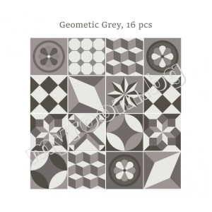 Wall Decoration | For Tiles and Floor | Geometric Grey, 16 pcs.