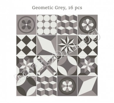 Geometric Grey, 16 pcs.
