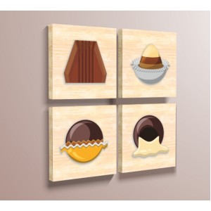 Wall Decoration | Wood | Choko Truffels - set of four