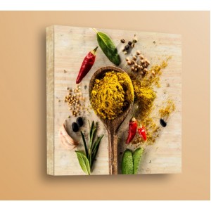 Wall Decoration | For Kitchen, Wood | Spoon and Chille