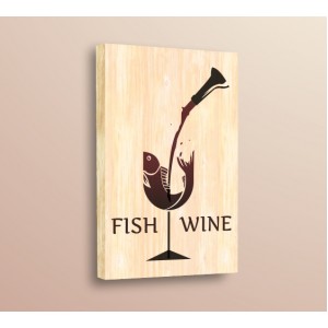 Wall Decoration | For Kitchen, Wood | Fish Wine