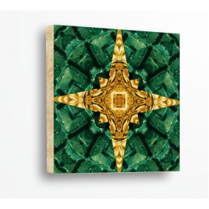 Wall Decoration | Shapes, Wood | Green Gold Mandala 21089