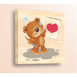 Wall Decoration | Wood | Teddy Bear With a Brush, Wood