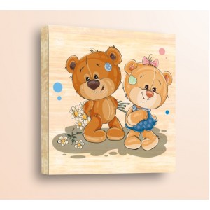 Wall Decoration | For Kids, Wood | Teddy Bears and Daisies, Wood