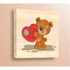 Wall Decoration | For Kids, Wood | Teddy Bear With a Heart, Wood