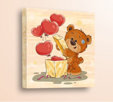 Teddy Bear With a Box, Wood