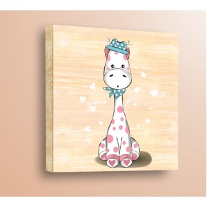 Wall Decoration | For Kids, Wood | Baby Giraffe With Hearts
