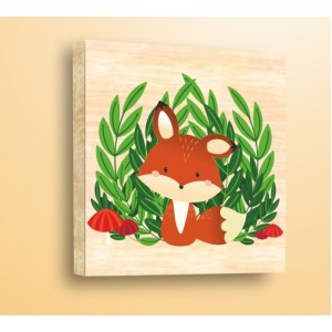 Wall Decoration | Wood | Fox with Mushrooms