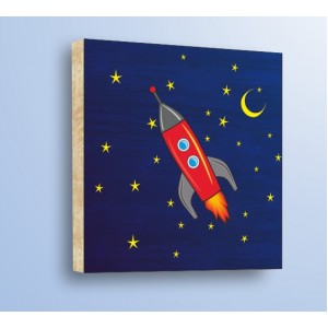 Wall Decoration | For Kids, Wood | Rocket in Space, Wood