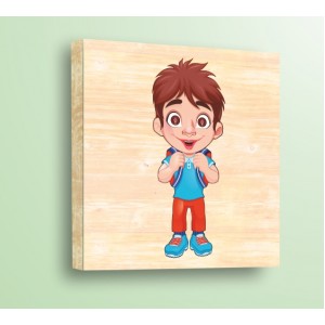 Wall Decoration | For Kids, Wood | Boy with a Backpack