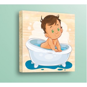 Wall Decoration | For Kids, Wood | Baby In Bath 62014