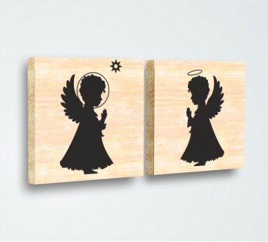 Angels, Set of 2, Wood