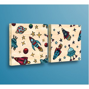 Wall Decoration | For Kids, Wood | Space 634012, Set  of 2