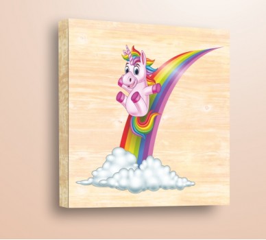 Baby Unicorn and a Rainbow, Wood