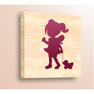 Wall Decoration | Wood | Baby Fairy with a Little Dog