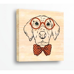 Wall Decoration | For connoisseurs, Wood | Dog  910005, With Eye Glasses