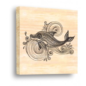 Wall Decoration | Water Life | Dolphin 910093, Wood Picture