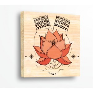 Wall Decoration | Wood | Hands With Lotus