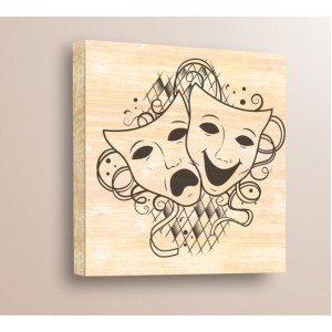 Wall Decoration | For Kitchen, Wood | Theater Masks, Wood